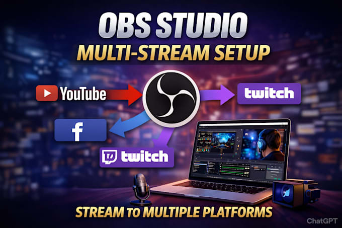 set up obs studio for multi streaming on youtube, twitch, and facebook