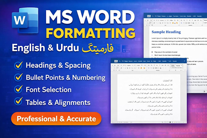 do ms word formatting in english and urdu
