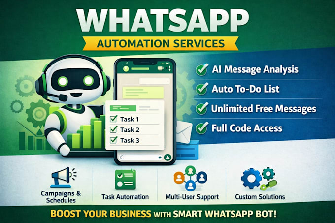 Whatsapp bot for message analysis and task automation by Invigosol | Fiverr