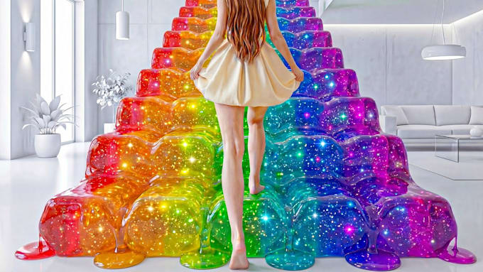 create relaxing and colorful 3d bed concept videos