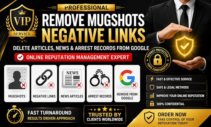 remove mugshots negative links delete articles news arrest records from google