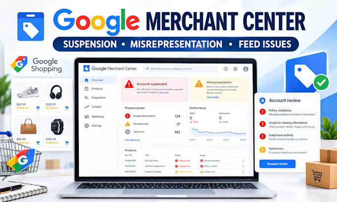 fix google merchant center suspension and misrepresentation issues