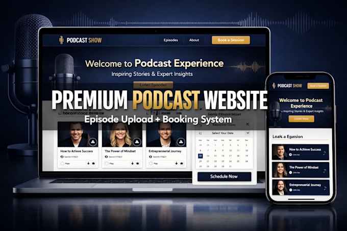create a podcast website with booking calendar and lead capture