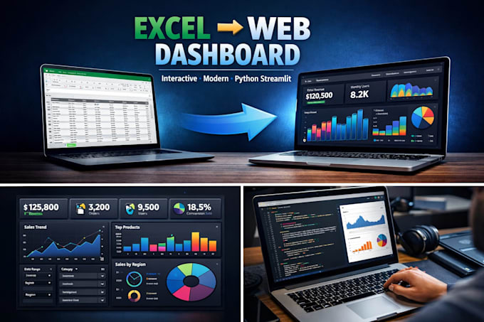 convert your excel file into an interactive web dashboard using python streamlit