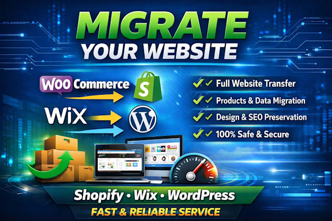 migrate shopware woocommerce to shopify, wix or wordpress website migration