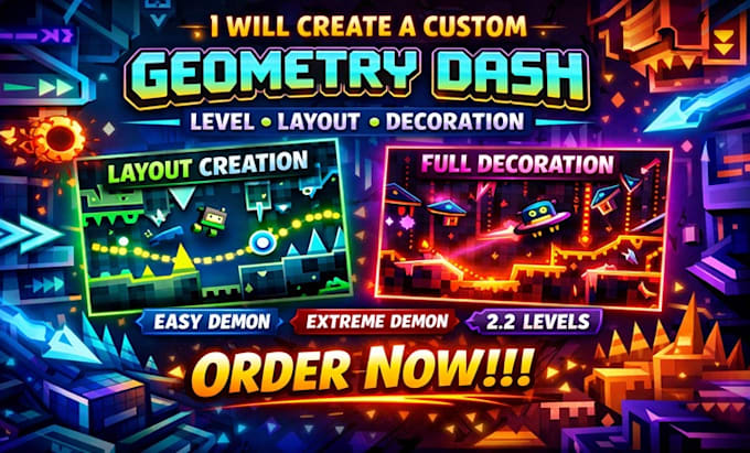 geometry dash level, layout or decoration create a custom demon layout