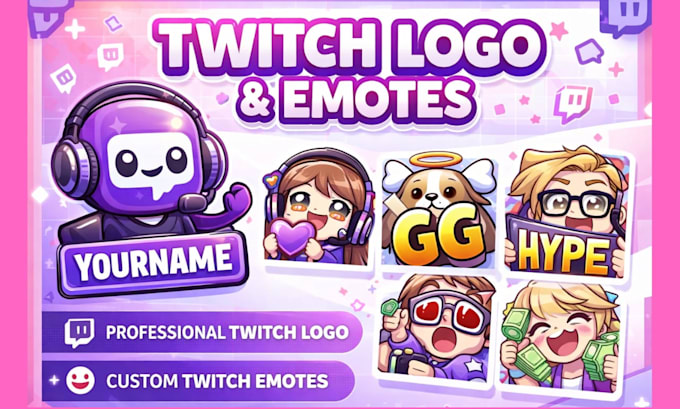Design a professional twitch logo and custom twitch emotes by Gld_nee ...