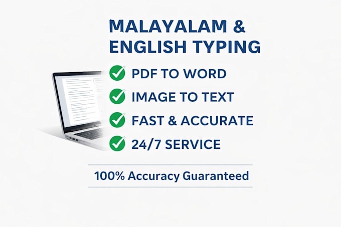 do malayalam and english typing, data entry, PDF to word conversion fast