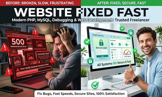 fix PHP errors, bugs, mysql issues and website problem