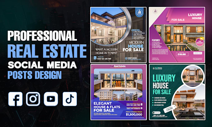 design professional real estate social media posts