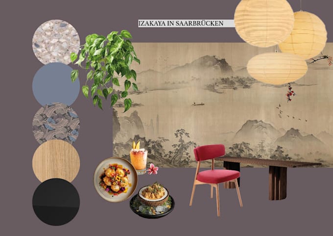 design a cozy interior concept for one room