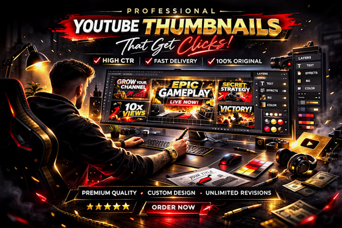 design professional youtube thumbnail fast