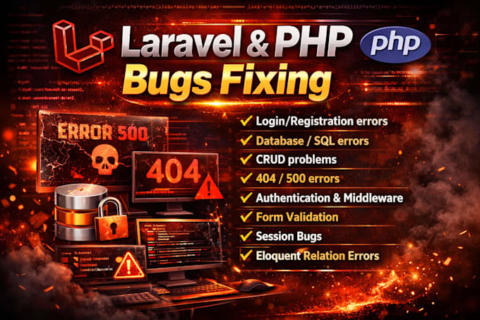 fix laravel and PHP bugs, errors, and database issues