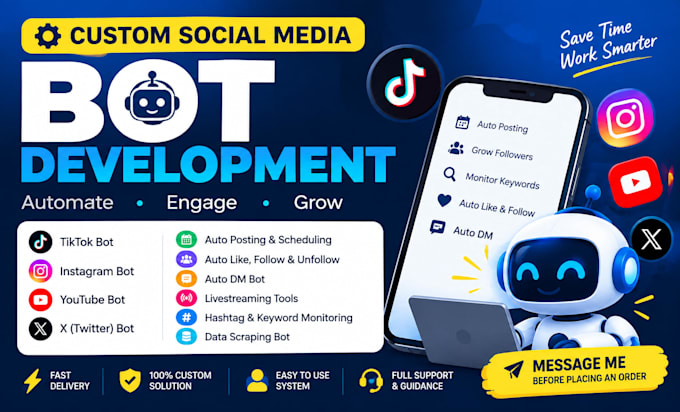 create social media bot tiktok bot instagram bot youtube bot twitter x bot