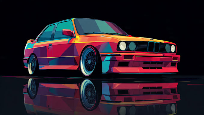 make amazing vector car portrait form your car