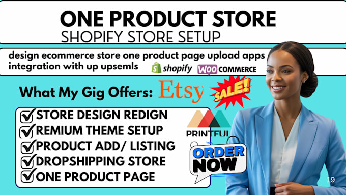 design ecommerce store one product page upload apps integration with upsemls