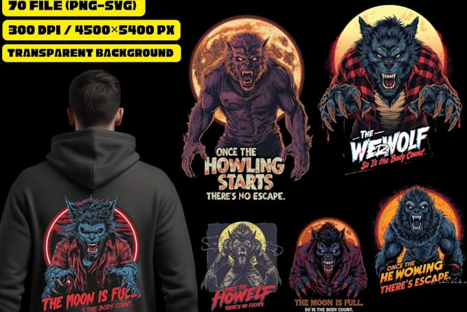 create unique t shirt werewolf horror logo