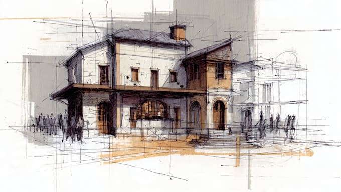 draw an architectural sketch for commercial use