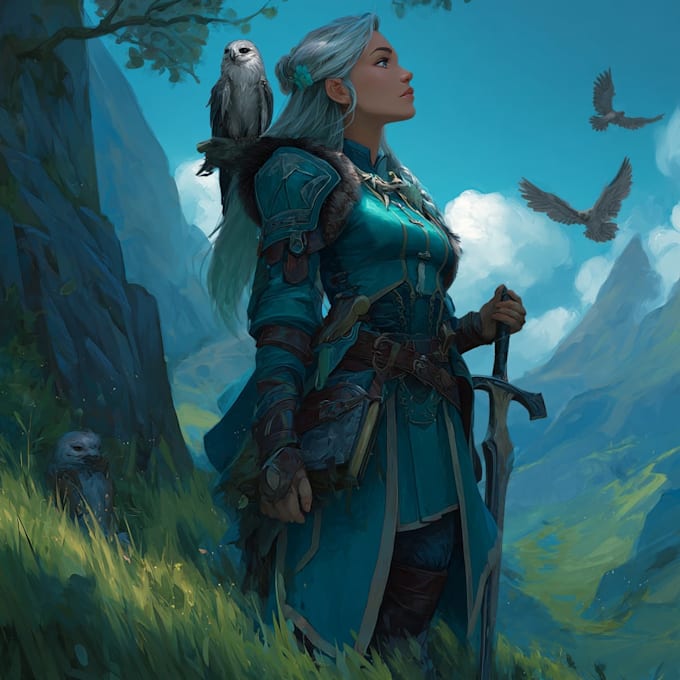 paint a character illustration in a fantasy world
