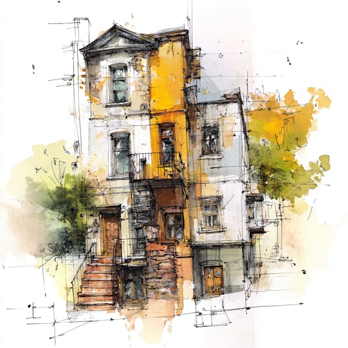 hand drawn artistic watercolor art
