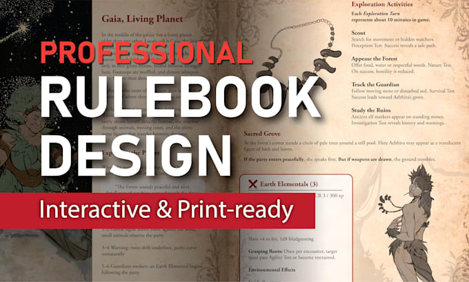 design a professional rulebook for your board game or tabletop rpg