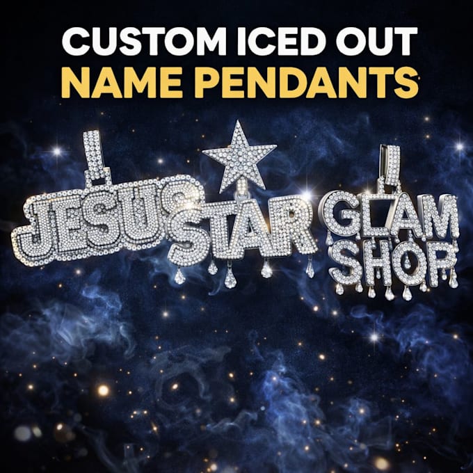 design custom hip hop iced out name pendant 3d cad ready for casting