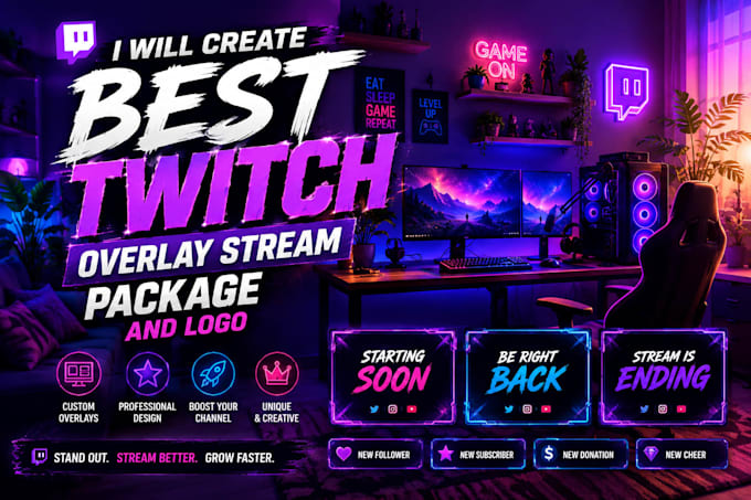 create twitch overlay stream package and logo