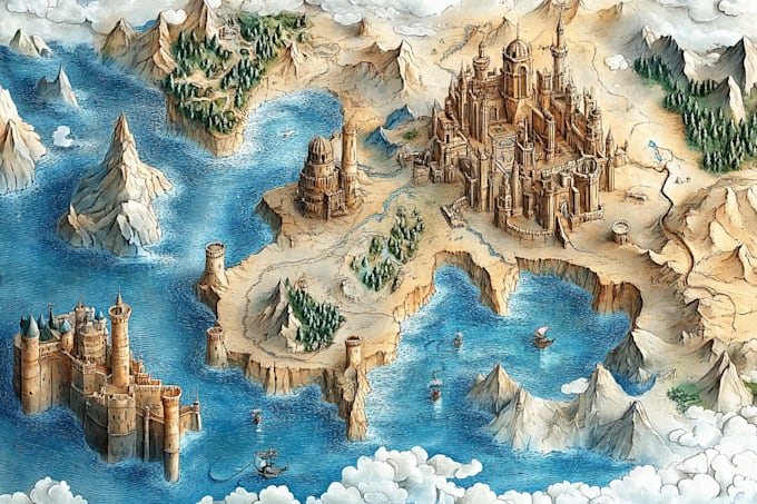 fantasy map illustration for map