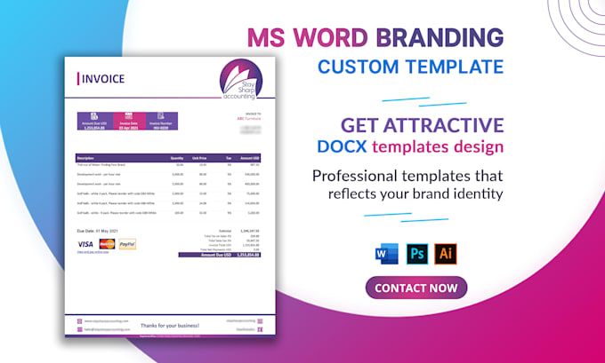 do custom ms word business template design