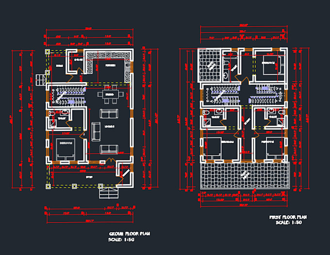 draw a professional 2d autocad floor plan drawings
