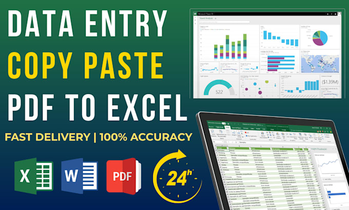do data entry, copy paste, PDF to word excel data entry fast