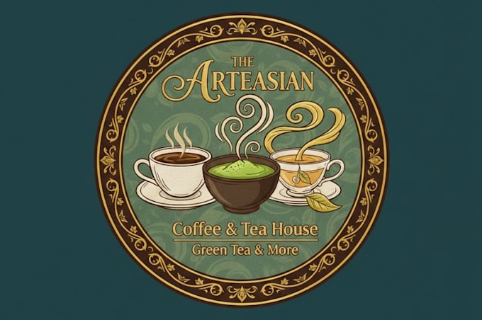 create a coffee tea green tea logo with express deliver