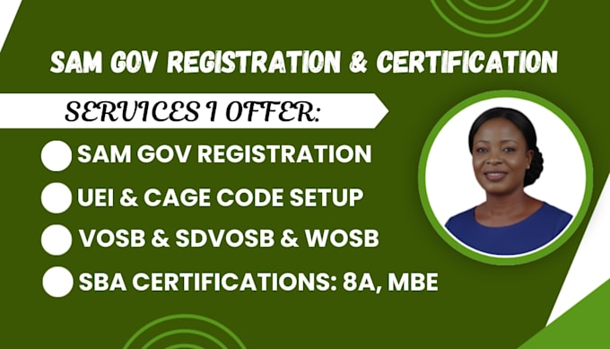 sam gov registration, mbe, 501c3 nonprofit, wosb, sba, uei, dbe, 8a, cage code