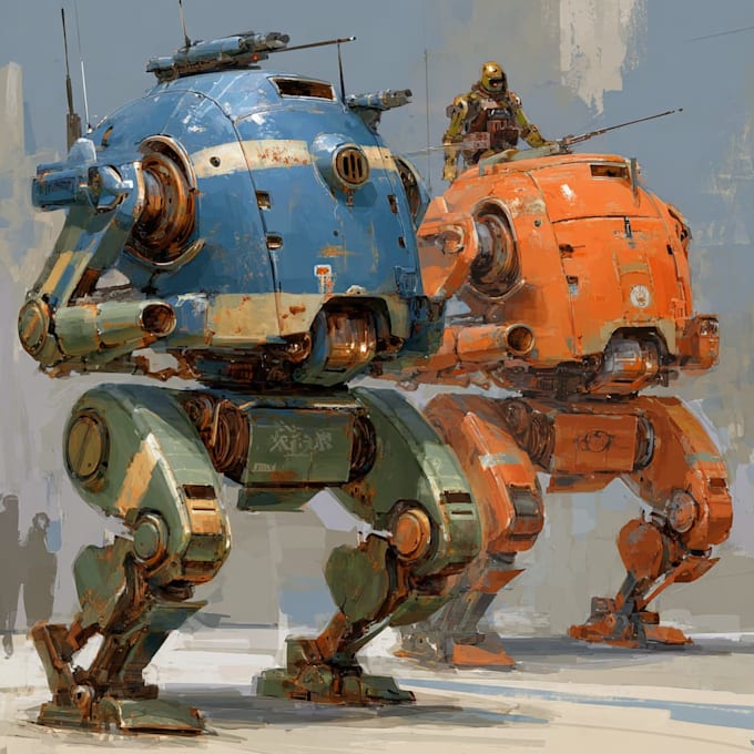 design sci fi mecha and robot concept art