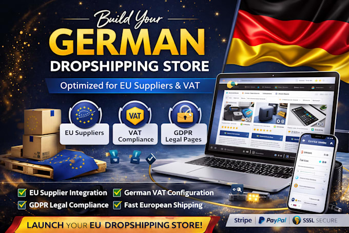 build a german dropshipping store optimized for eu sppliers and vat