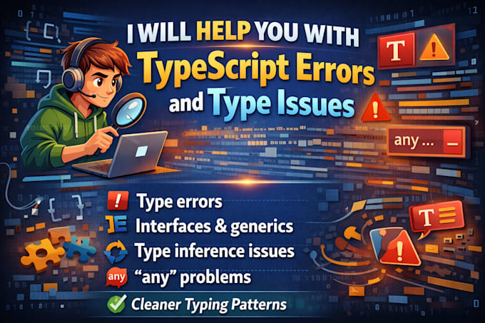 help you with typescript errors and type issues