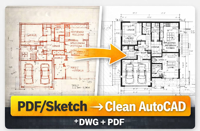 Criar desenhos profissionais de autocad 2d a partir de esboços, pdfs ou ...