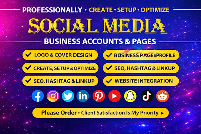 Idealize make and set up all social media accounts and pages for ...