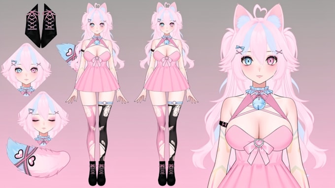 do vtuber model, vtuber rigging, live2d vtube studio, anime vtuber model design