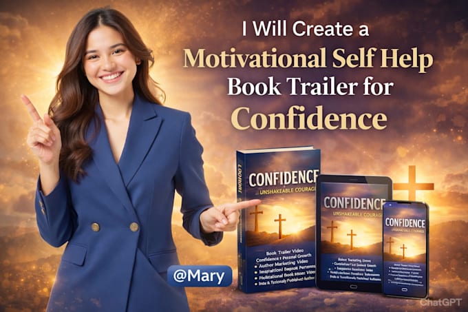create an inspiring motivational self help book trailer for confidence