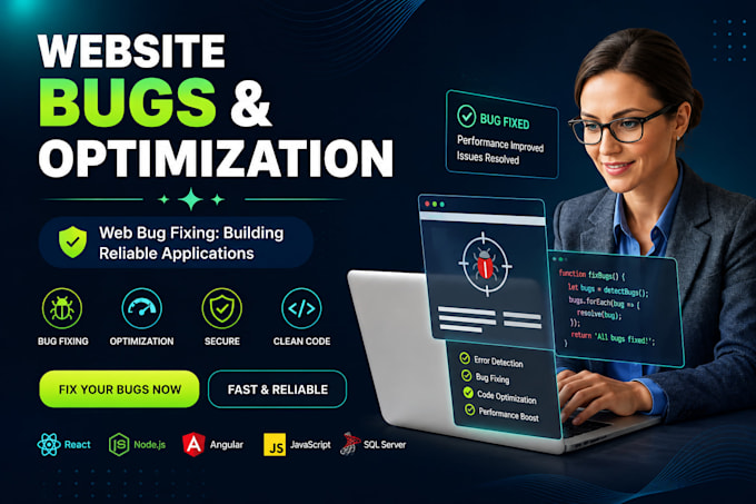 do react bug fix, javascript, dot net, sql server bugs fix professionally