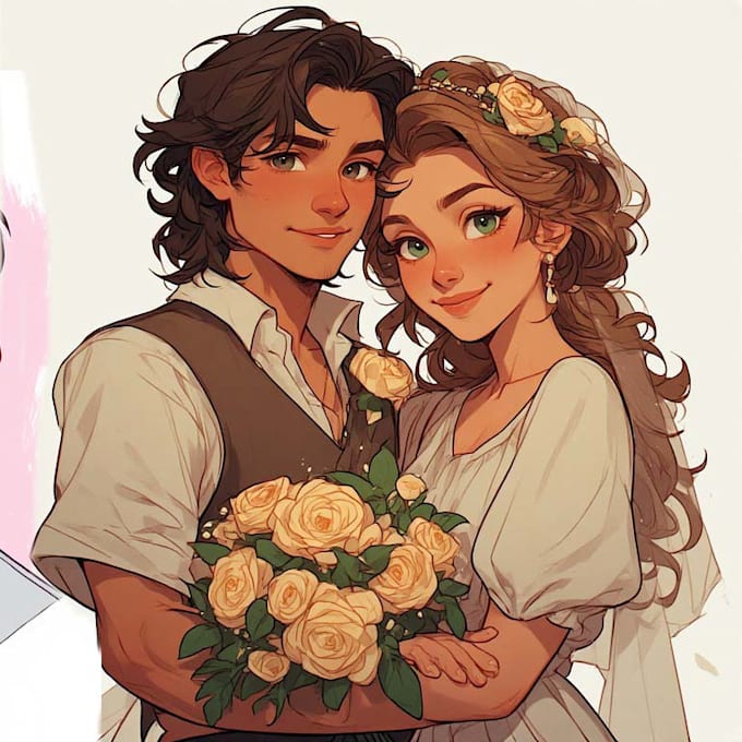 draw romantic couple portrait illustration
