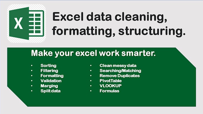 do excel data cleaning, formatting, and structuring