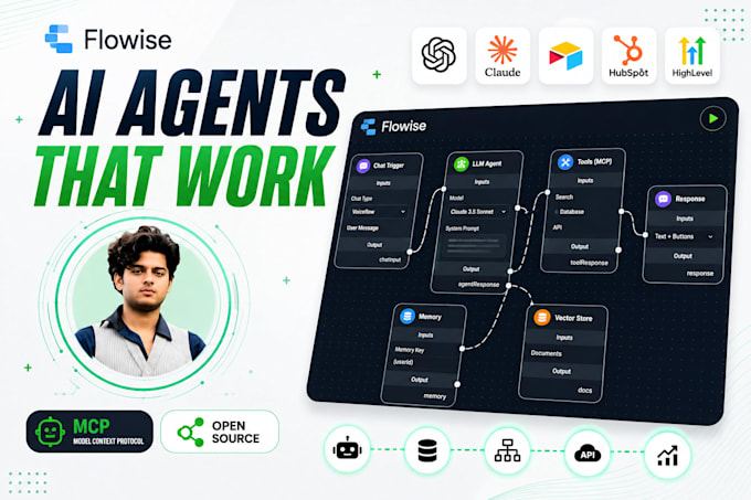 build open source custom llm ai agents using flowise ai