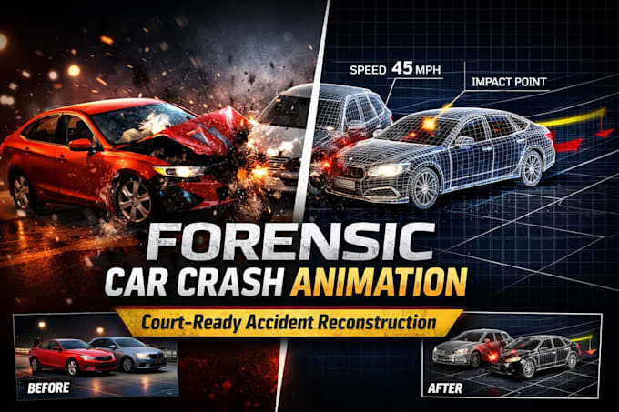 create forensic car crash animation for accident and court presentation