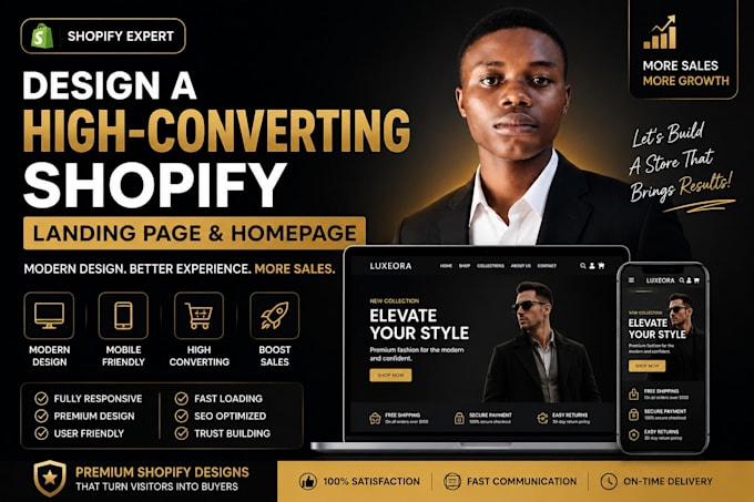 design a high converting shopify landing page and homepage
