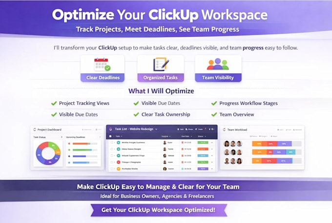 optimize clickup for project tracking deadlines and team visibility