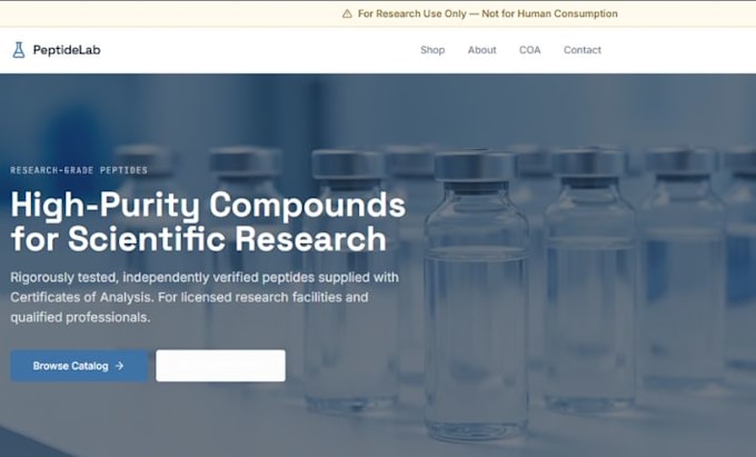 build research peptide website peptide store supplement website nutraceutical