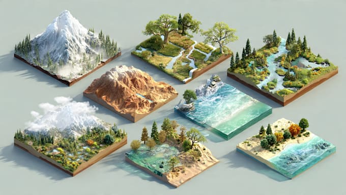 draw unique isometric map illustration flat design 2d isometric map