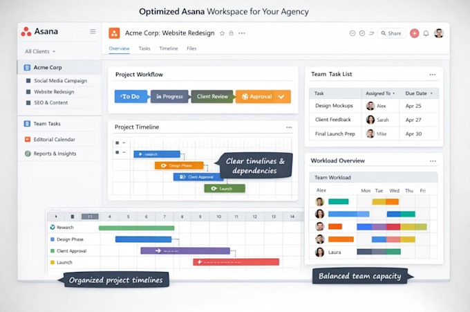 clean up and optimize asana for agency project management